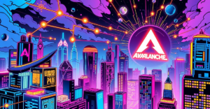 Gelato在Avalanche上推出的区块链即服务(BaaS)解决方案的复古漫画风格封面，展示快速部署和互操作性