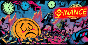 复古漫画风格的山寨币市场崩溃场景，突出显示愚人节当天的急剧抛售