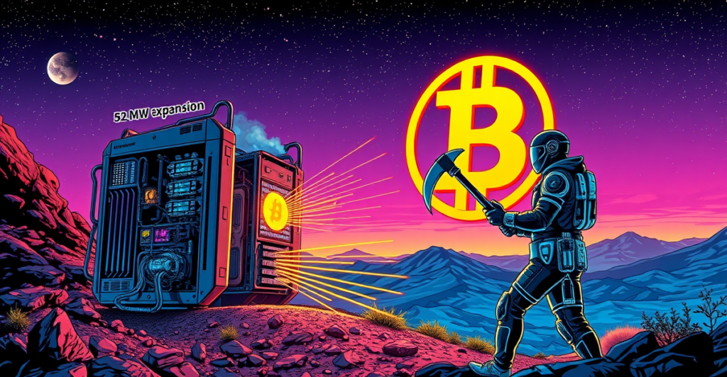 复古漫画风格展示埃塞俄比亚比特币挖矿扩张，背景是星空下的高科技矿机与比特币符号