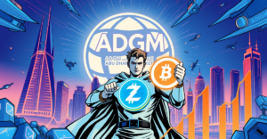 Circle USDC稳定币在阿布扎比获得原则性批准的复古漫画风格插图