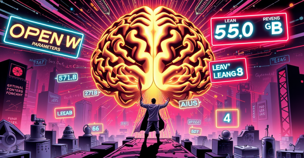 深度求索发布的Prover V2开源权重大型语言模型,以复古漫画风格展现,象征着AI技术的进步和开源精神。