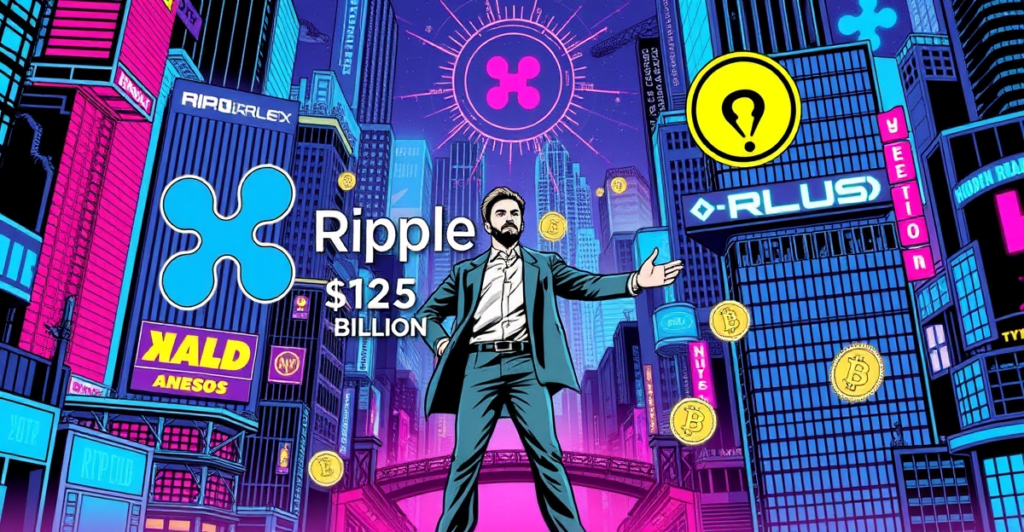 Ripple收购Hidden Road的复古漫画风格封面，展示加密市场的决定性时刻