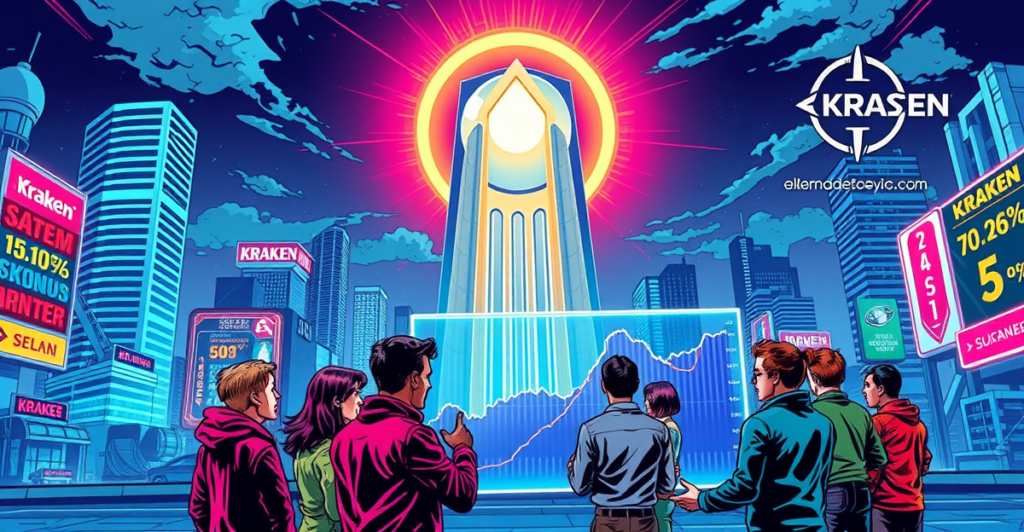 复古漫画风格封面展示Solana投资场景，中心是发光的SOL标志，前景是投资者和开发者在讨论策略。