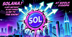 Solana SOL token symbol under pressure with growth indicators in a retro comic style