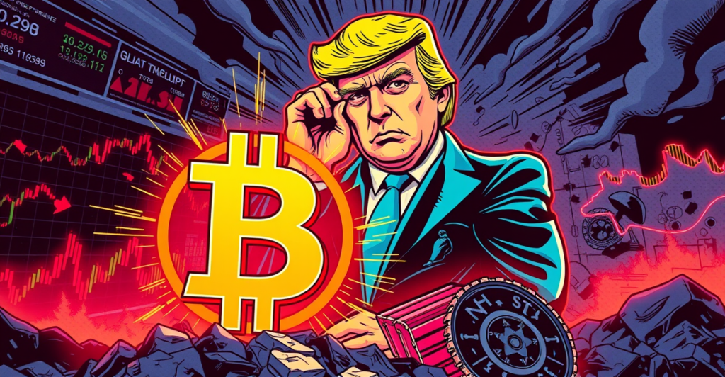 特朗普挥舞关税大锤对抗比特币和加密货币市场，背景是动荡的股市行情