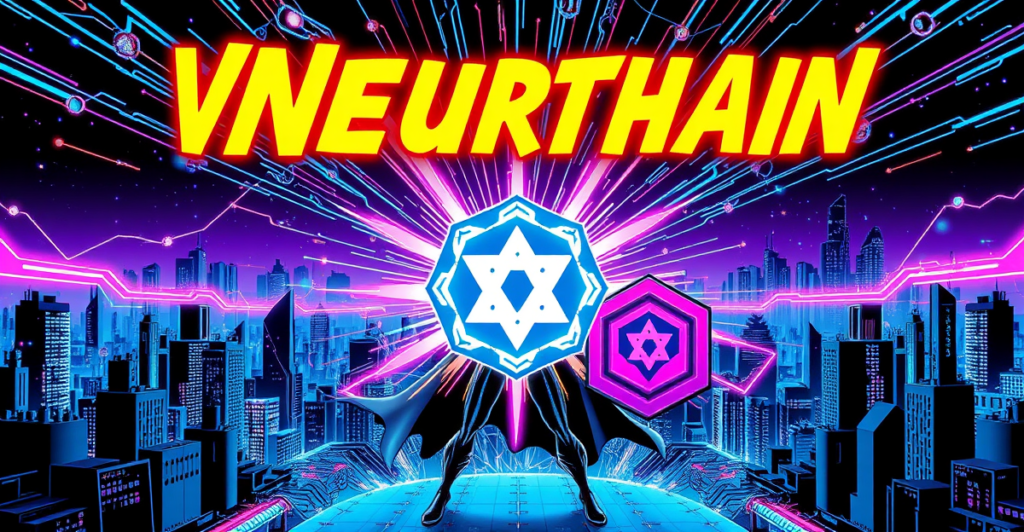 Vanar Chain Neutron革命性的AI驱动区块链存储解决方案，展示在复古漫画风格的封面上