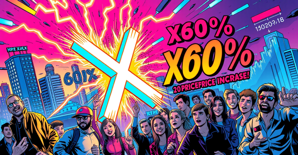 复古漫画风格封面展示XRP价格惊人反弹，中心是发光的XRP符号，背景是未来城市和市场图表