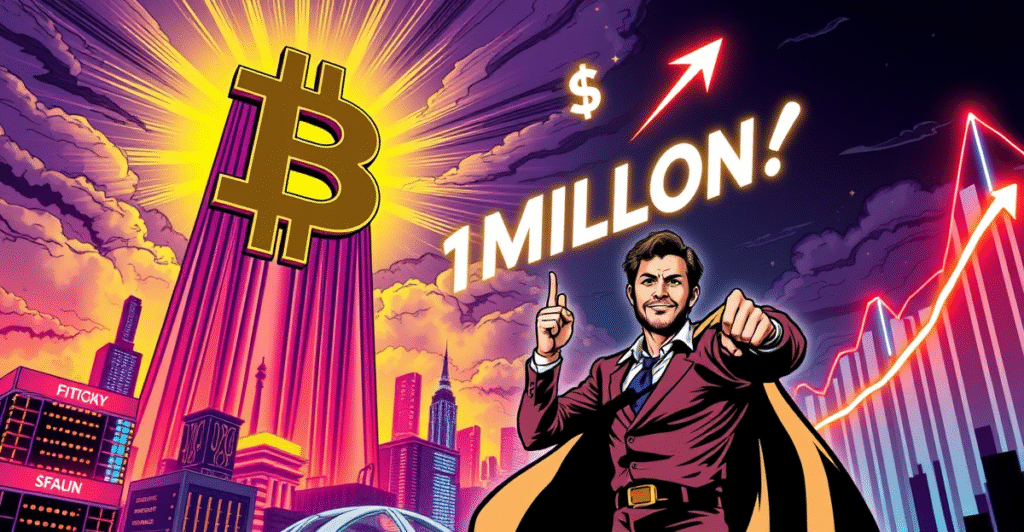 Arthur Hayes预测比特币将在2028年达到100万美元的复古漫画封面