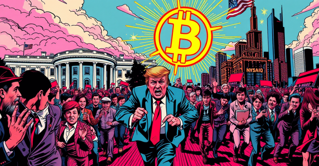 唐纳德·特朗普引领全球比特币积累竞赛，背景是白宫和纳斯达克股市行情