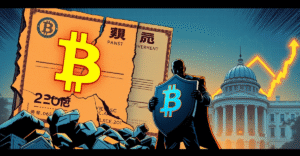 比特币符号在日本债券背景前闪耀，象征对冲主权风险