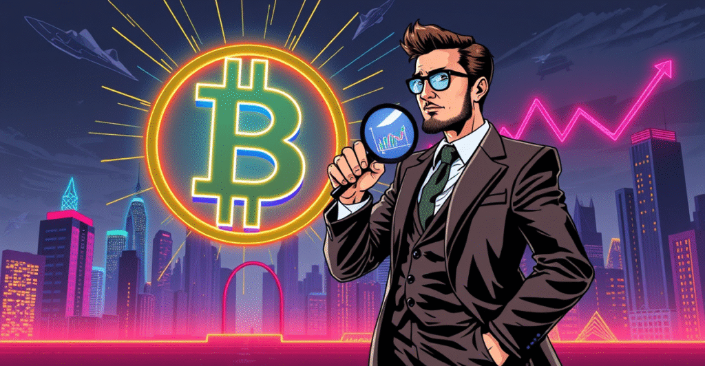 复古漫画风格插图展示比特币价格预测，突破105,000美元可能触发上涨至130,000美元