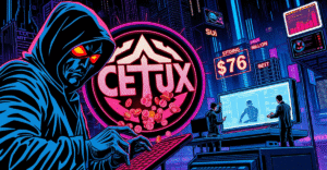 复古漫画风格插图展示Cetus DEX黑客攻击，阴影中的黑客与冻结的资金形成对比