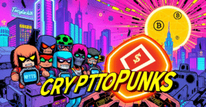 复古漫画风格的CryptoPunks NFT集合，展示独特的像素化角色和数字艺术革命