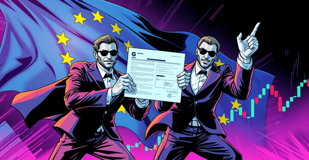 Gemini交易所获欧盟批准扩展加密货币衍生品交易，复古漫画风格封面