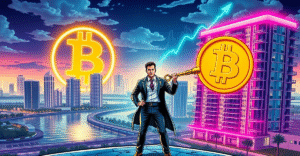 迈阿密河比特币基金：Cardone Capital创新双资产投资策略的复古漫画风格封面