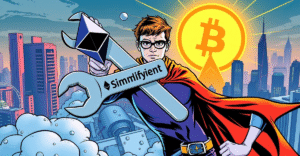 Vitalik Buterin象征性地简化Ethereum协议，背景是未来城市和比特币的极简设计