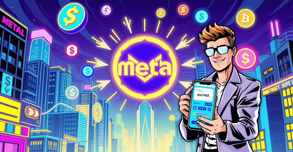 复古漫画风格封面展示Meta平台整合稳定币支付的未来场景