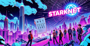 Starknet去中心化里程碑：成为最大ZK-rollup网络的复古漫画封面