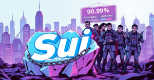 Sui验证者团结一致，通过治理提案返还1.62亿美元冻结资产，背景是未来城市景观。