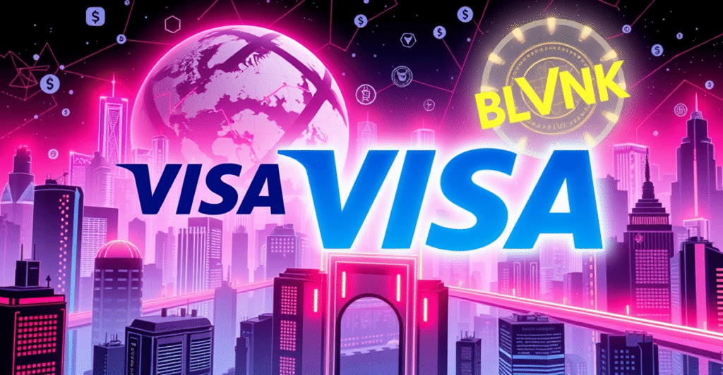 Visa和BVNK合作推动稳定币支付基础设施的未来发展，图中展示了数字支付网络的创新结合。